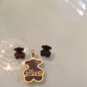 Bear pendant and earrings set 🐻❤️.